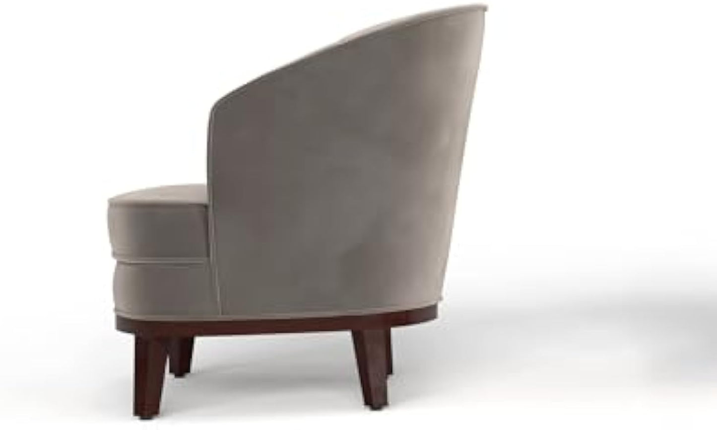 Upholstered Barrel Accent Chair Fabric Armchair with Back Support, Club Chair with Soft Padded Seat for Office, Living Room, Bedroom