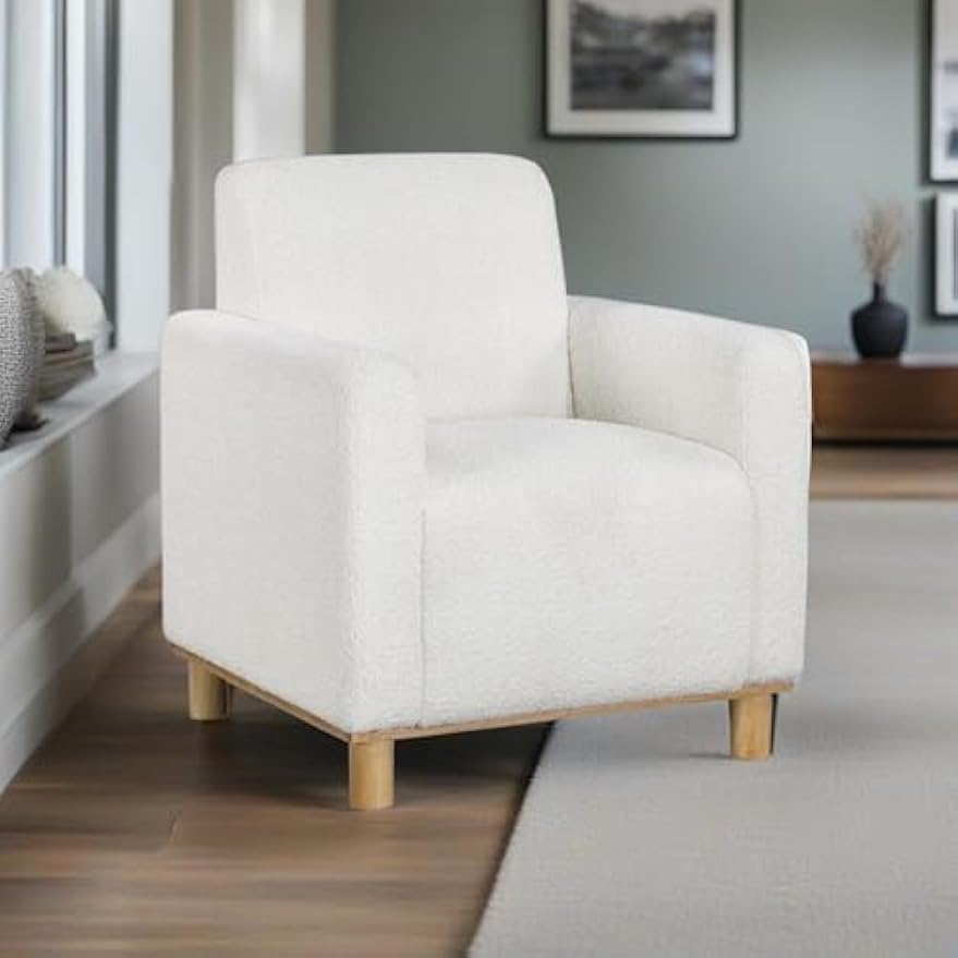 Arm Chair, Boucle Fabric Club Chair, Elegant and Cozy, Soft Padded Armchair for Living Room Bedroom Reception Room Office,Comfortable