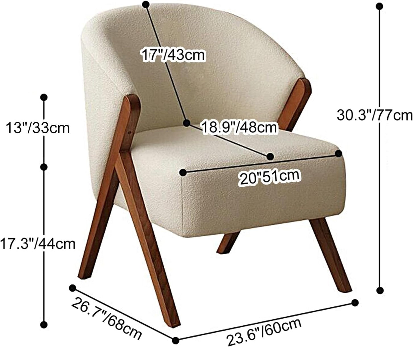 BREZO Accent Chairs for Bedroom, Faux Fur Club Chair, Vanity Chairs, Soft Padded Armchair, Living Room Bedroom Reception Room Office