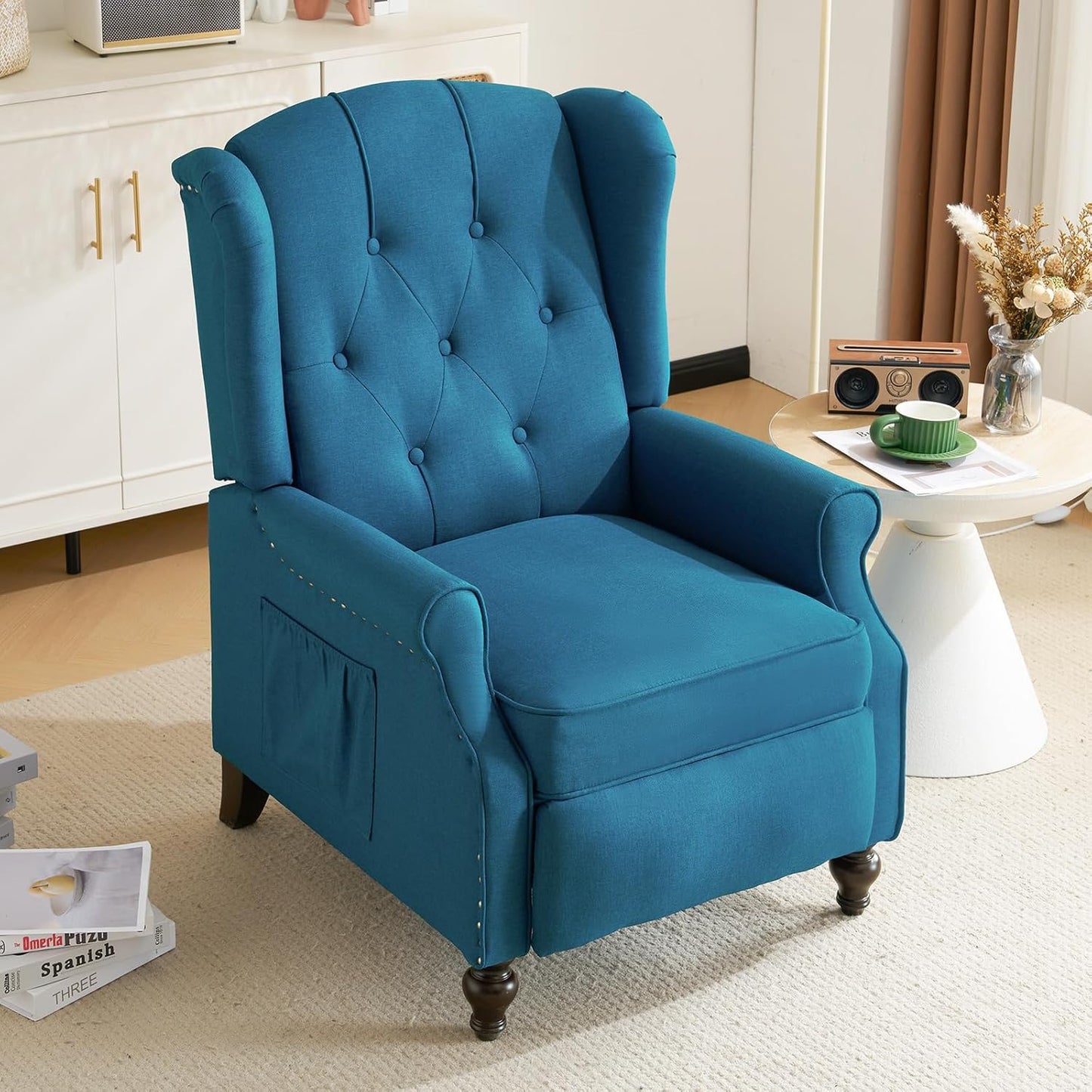 Floral Accent Swivel Rocker Recliner, Wingback Recliner Chair with Padded Seat, High Back Upholstered Armchair for Living Room, Bedroom, Home Ofiice, Bird Floral