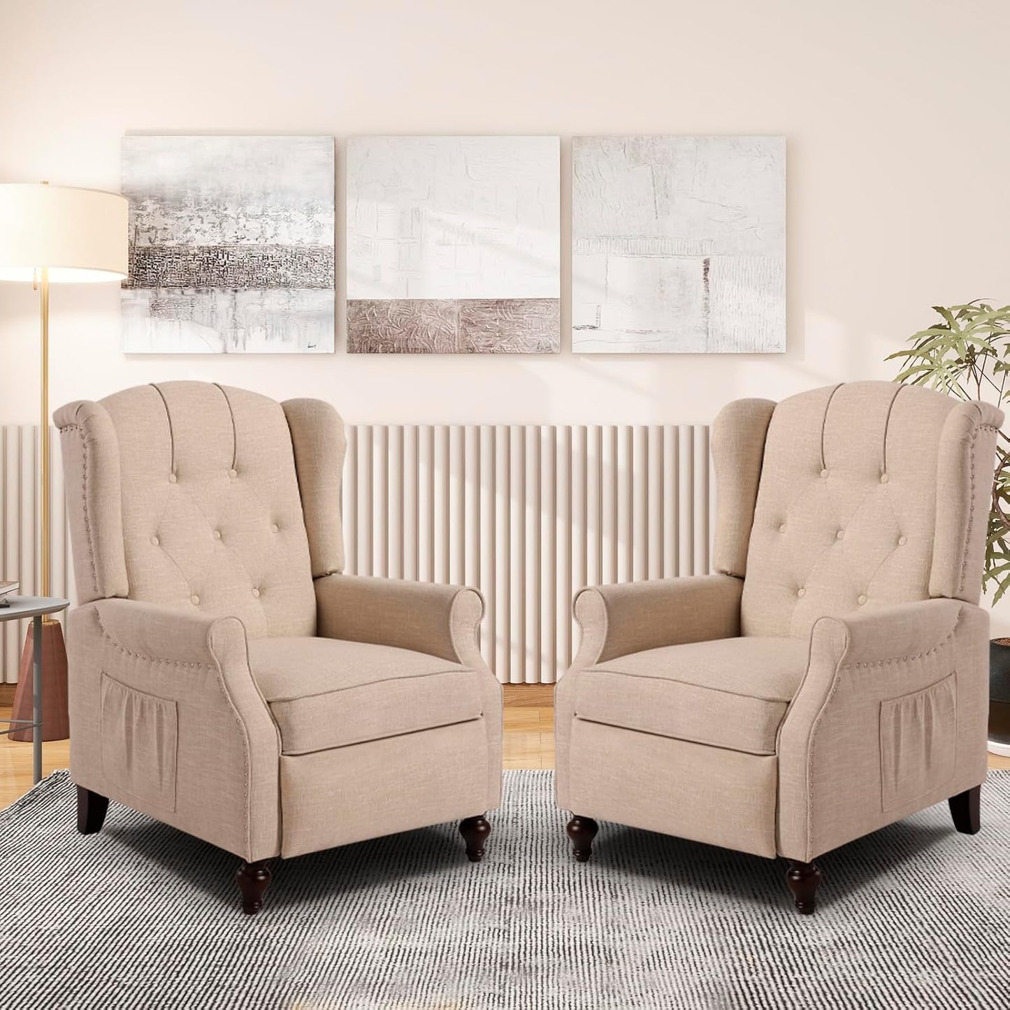 Floral Accent Swivel Rocker Recliner, Wingback Recliner Chair with Padded Seat, High Back Upholstered Armchair for Living Room, Bedroom, Home Ofiice, Bird Floral