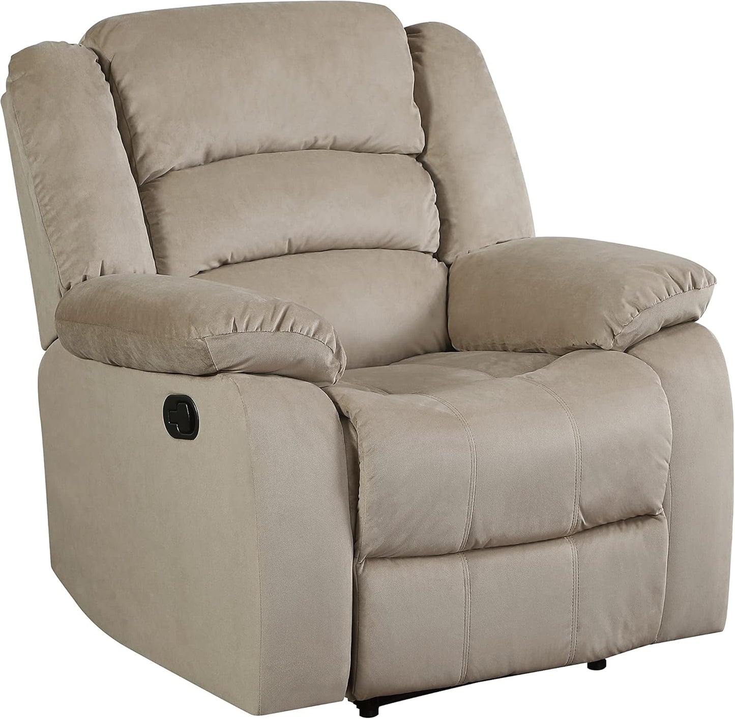 Blackjack Furniture Winthrop Modern Manual Recliner Chair, Soft Microfiber Upholstery, Extra Padded Back, Lumbar Support & Smooth Reclining Mechanism, Cozy Lounge Armchair, Accent Chair, Brown