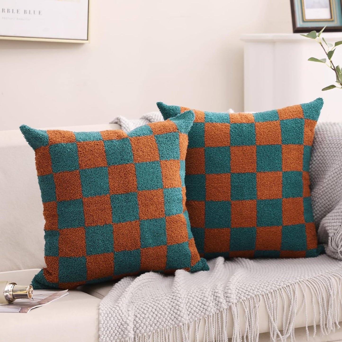 Alysheer Farmhouse Floral Leaves Embroidered Decorative Throw Pillow Cover 18x18 inches, Boho Tufted Flowers Embroidery Pattern Chic Cotton Cushion Case for Couch Bed Sofa Living Room(Mustard Yellow)