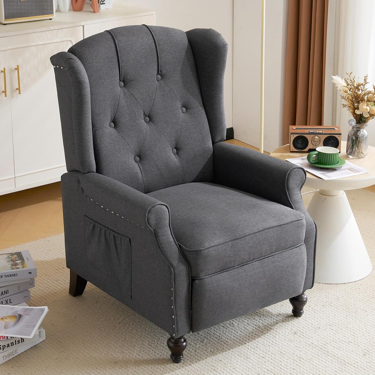Floral Accent Swivel Rocker Recliner, Wingback Recliner Chair with Padded Seat, High Back Upholstered Armchair for Living Room, Bedroom, Home Ofiice, Bird Floral