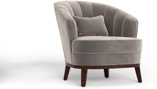 Upholstered Barrel Accent Chair Fabric Armchair with Back Support, Club Chair with Soft Padded Seat for Office, Living Room, Bedroom