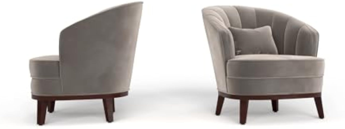 Upholstered Barrel Accent Chair Fabric Armchair with Back Support, Club Chair with Soft Padded Seat for Office, Living Room, Bedroom