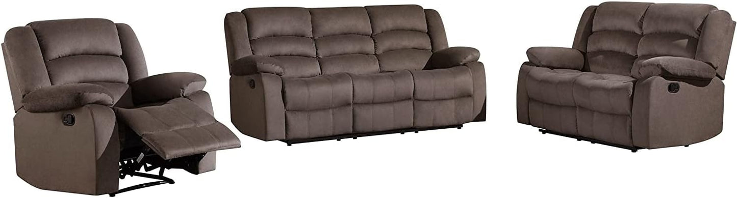 Blackjack Furniture Winthrop Modern Manual Recliner Chair, Soft Microfiber Upholstery, Extra Padded Back, Lumbar Support & Smooth Reclining Mechanism, Cozy Lounge Armchair, Accent Chair, Brown