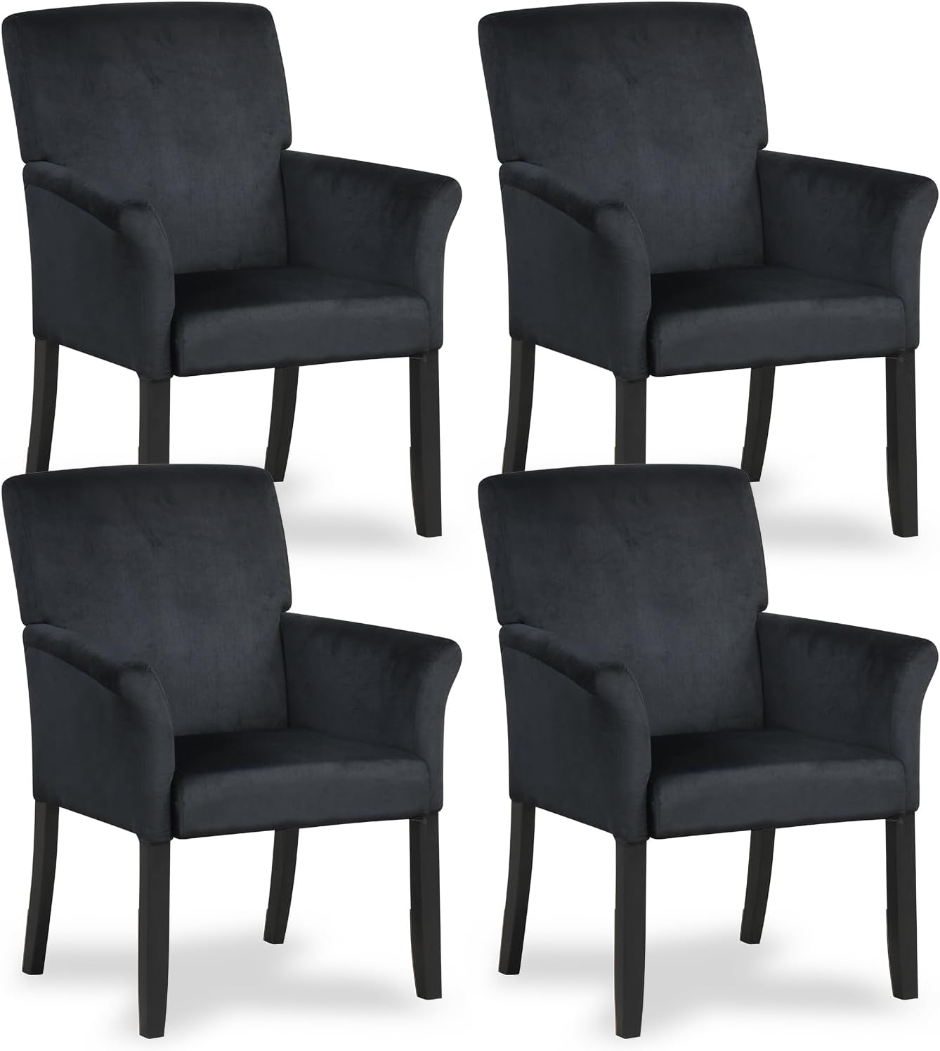 Giantex Office Waiting Room Chairs, Set of 4 Fabric Executive Guest Chair, Upholstered Reception Chair with Padded Arms, Backrest, Wood Legs, Guest Chairs for Meeting Room, Dining Room