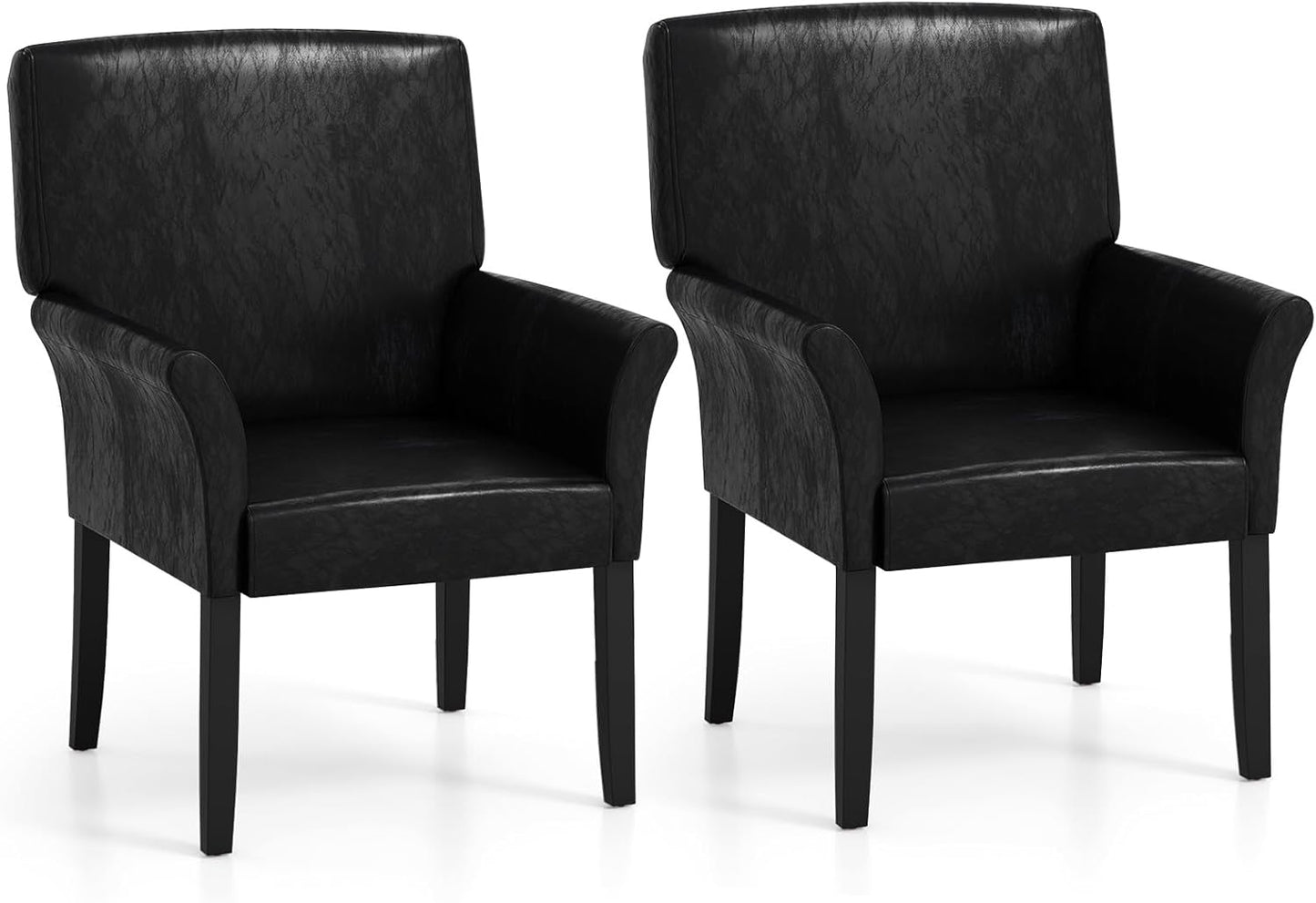 Giantex Office Waiting Room Chairs, Set of 4 Fabric Executive Guest Chair, Upholstered Reception Chair with Padded Arms, Backrest, Wood Legs, Guest Chairs for Meeting Room, Dining Room