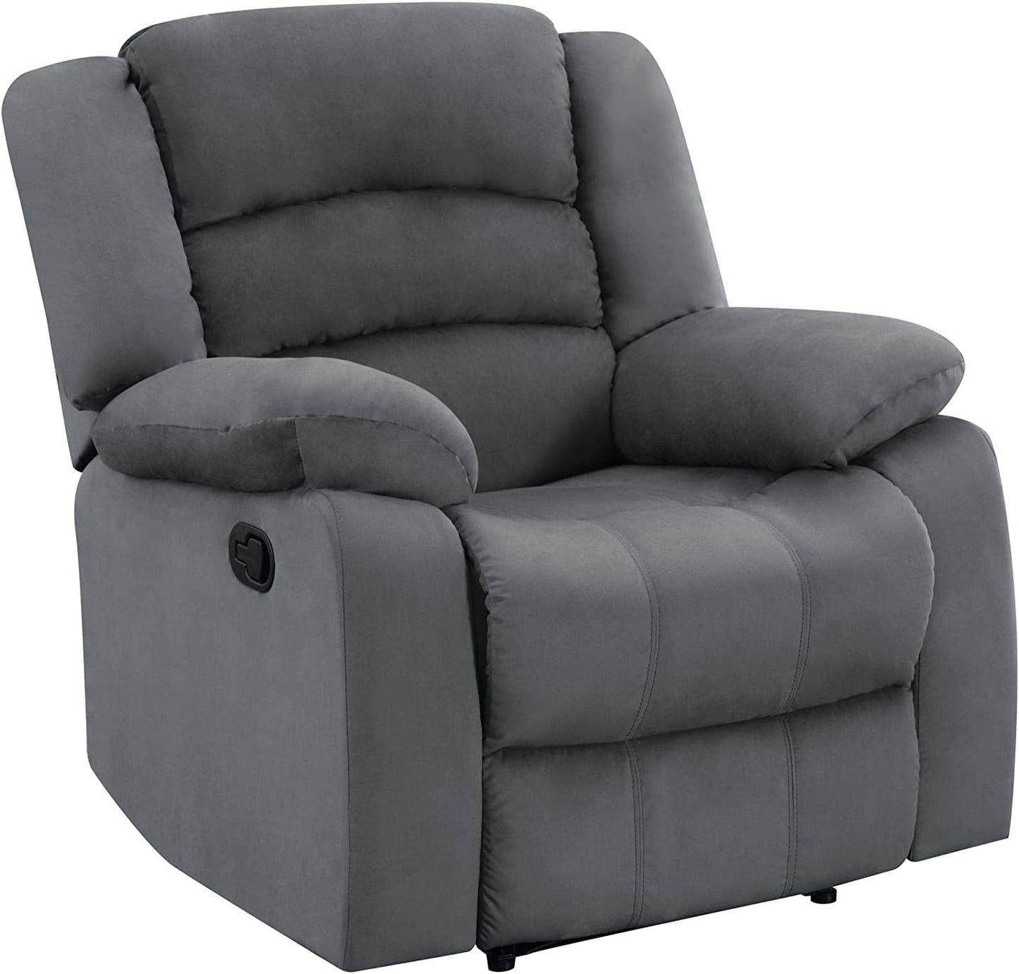 Blackjack Furniture Winthrop Modern Manual Recliner Chair, Soft Microfiber Upholstery, Extra Padded Back, Lumbar Support & Smooth Reclining Mechanism, Cozy Lounge Armchair, Accent Chair, Brown