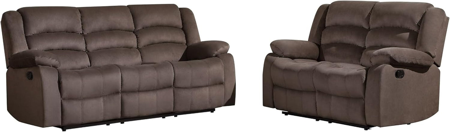 Blackjack Furniture Winthrop Modern Manual Recliner Chair, Soft Microfiber Upholstery, Extra Padded Back, Lumbar Support & Smooth Reclining Mechanism, Cozy Lounge Armchair, Accent Chair, Brown