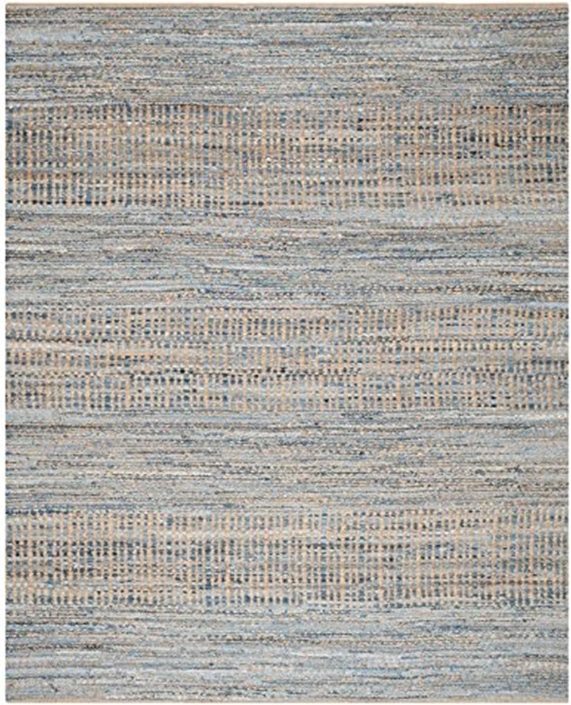 SAFAVIEH Cape Cod Collection Area Rug - 5' x 8', Natural & Blue, Handmade Flat Weave Coastal Braided Jute, Ideal for High Traffic Areas in Living Room, Bedroom (CAP353A)
