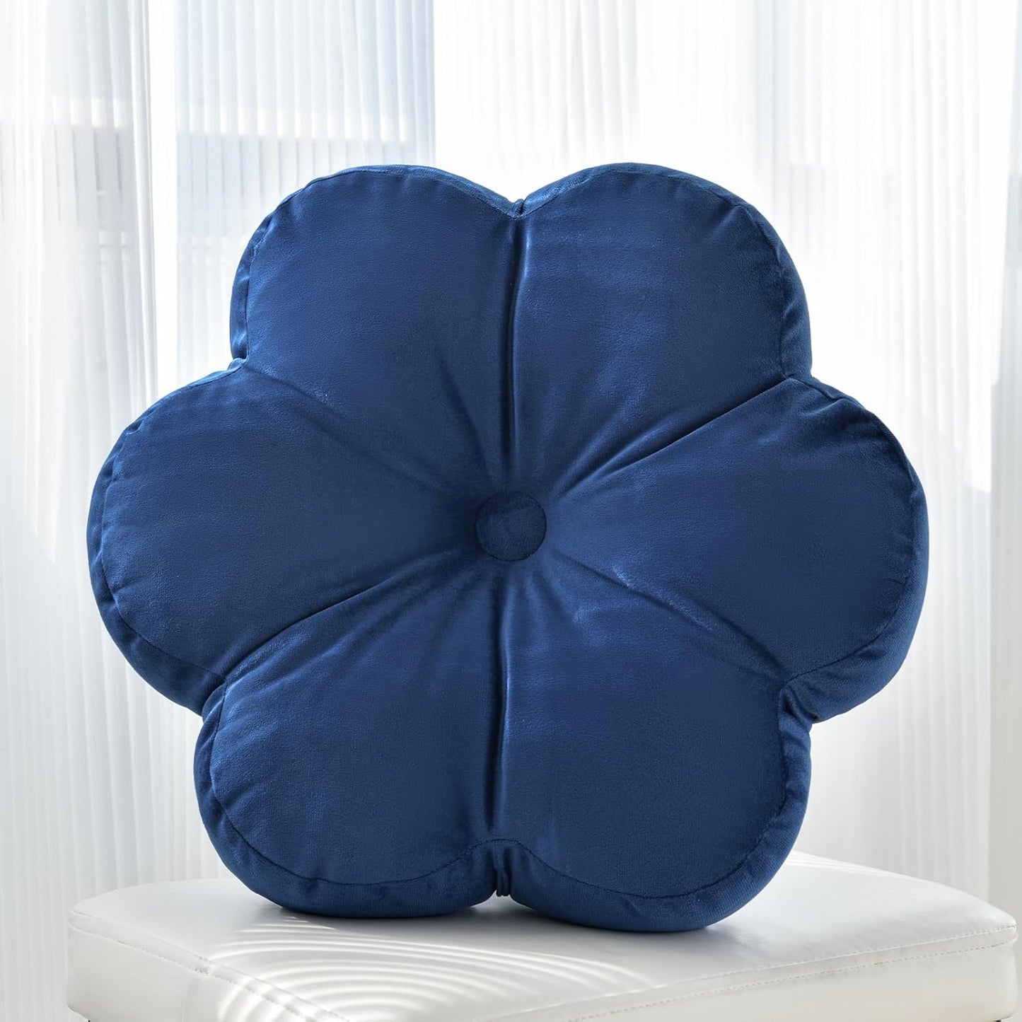 Xuyier Flower Pillow, Flower Shaped Pillow with Velvet for Couch Bed Chair Sofa, Home Decor Floor Seating Cushion Cute Throw Pillows for Living Room Bedroom (15 Inches, Ivory White)