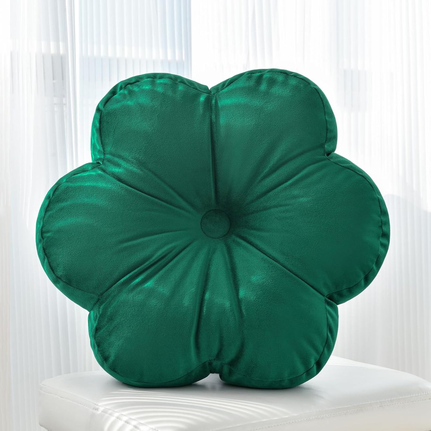 Xuyier Flower Pillow, Flower Shaped Pillow with Velvet for Couch Bed Chair Sofa, Home Decor Floor Seating Cushion Cute Throw Pillows for Living Room Bedroom (15 Inches, Ivory White)