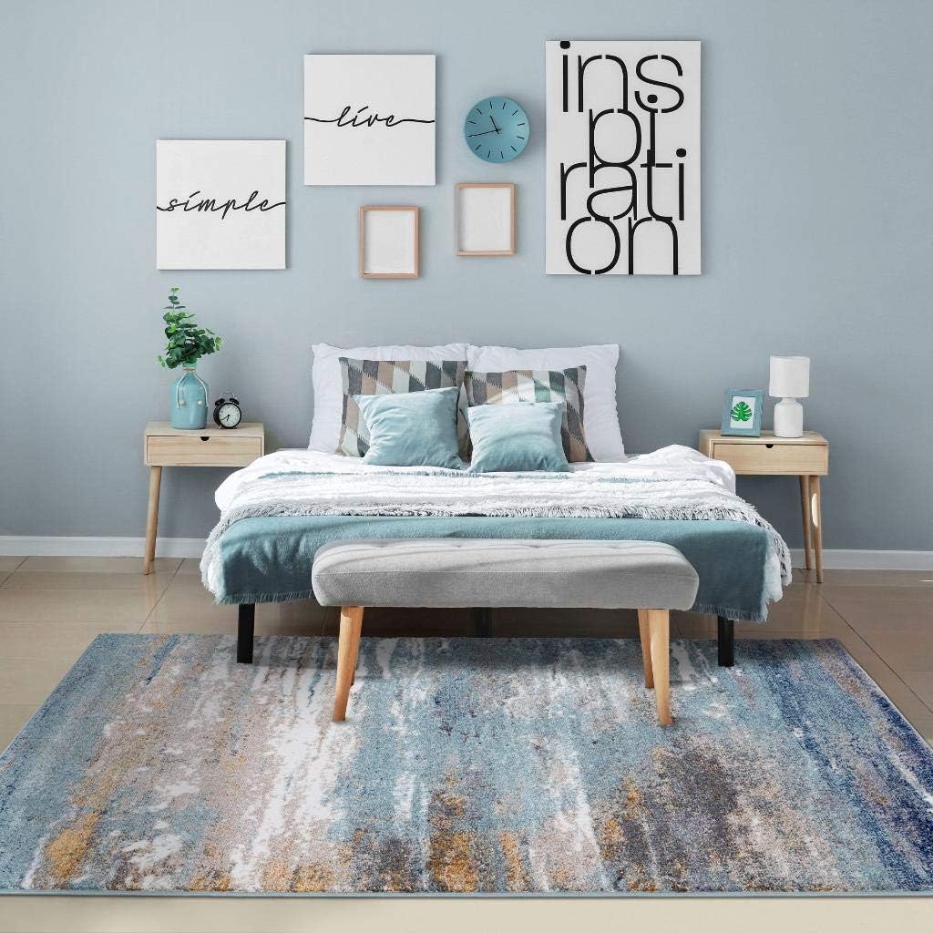LUXE WEAVERS Beverly Collection 9131 Blue 8x10 Coastal Abstract Area Rug