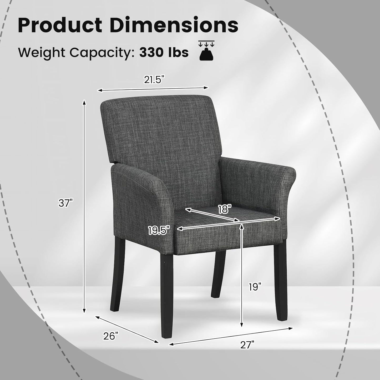 Giantex Office Waiting Room Chairs, Set of 4 Fabric Executive Guest Chair, Upholstered Reception Chair with Padded Arms, Backrest, Wood Legs, Guest Chairs for Meeting Room, Dining Room