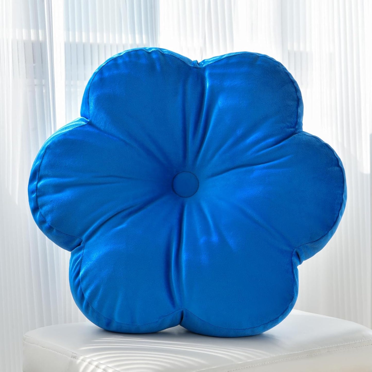 Xuyier Flower Pillow, Flower Shaped Pillow with Velvet for Couch Bed Chair Sofa, Home Decor Floor Seating Cushion Cute Throw Pillows for Living Room Bedroom (15 Inches, Ivory White)