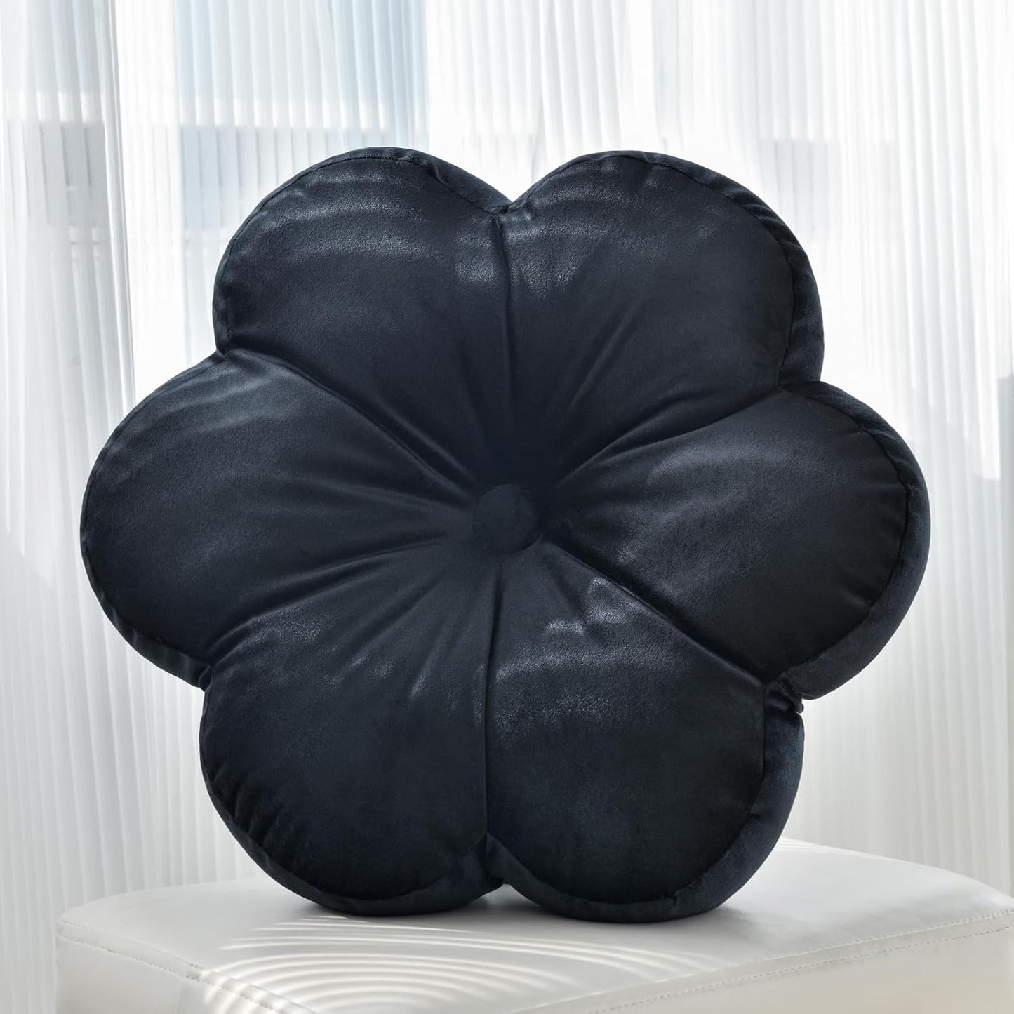 Xuyier Flower Pillow, Flower Shaped Pillow with Velvet for Couch Bed Chair Sofa, Home Decor Floor Seating Cushion Cute Throw Pillows for Living Room Bedroom (15 Inches, Ivory White)