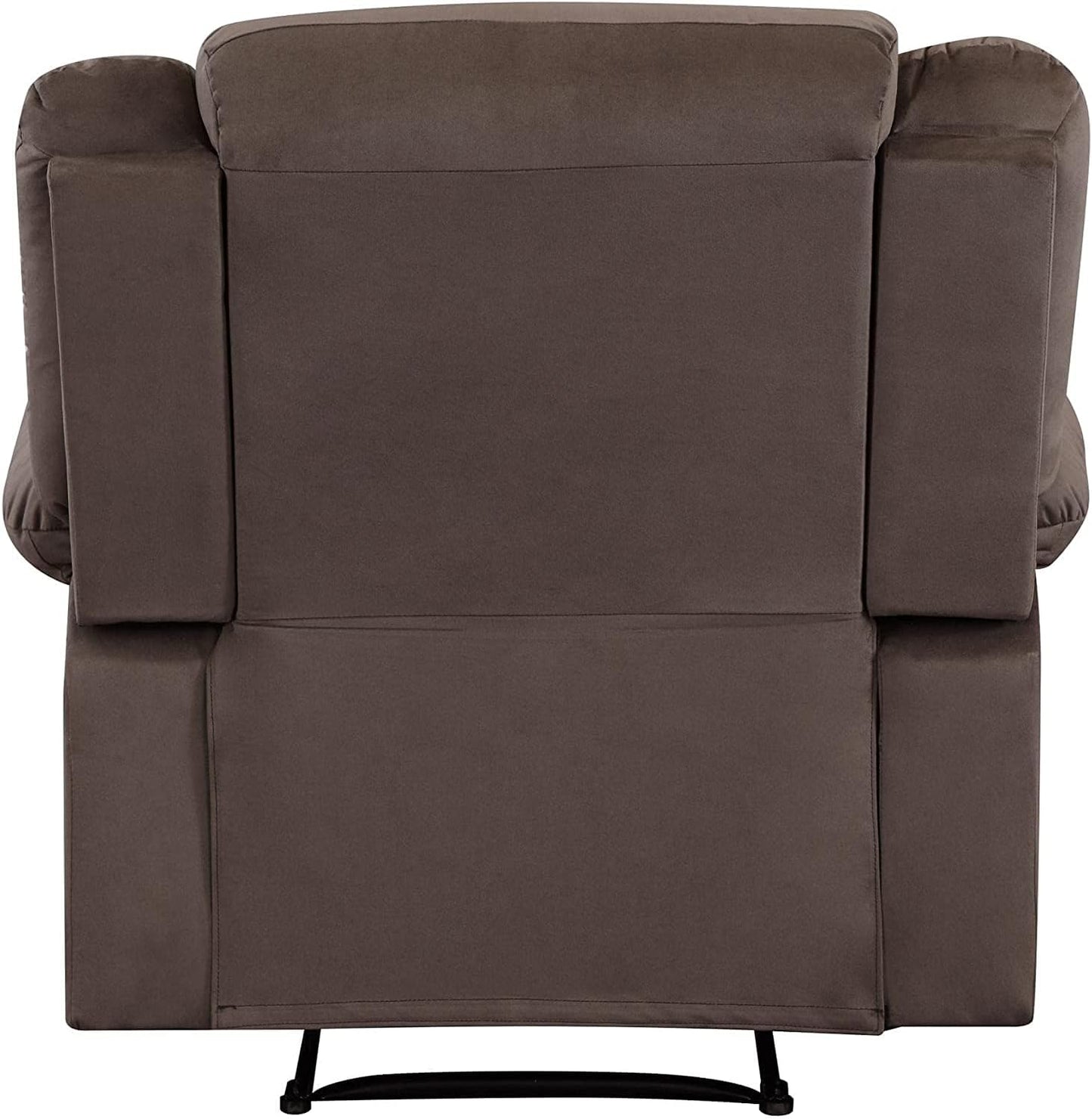Blackjack Furniture Winthrop Modern Manual Recliner Chair, Soft Microfiber Upholstery, Extra Padded Back, Lumbar Support & Smooth Reclining Mechanism, Cozy Lounge Armchair, Accent Chair, Brown