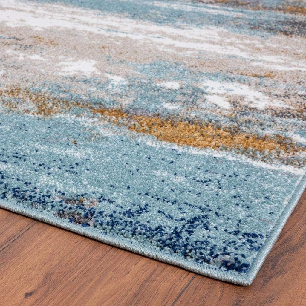LUXE WEAVERS Beverly Collection 9131 Blue 8x10 Coastal Abstract Area Rug