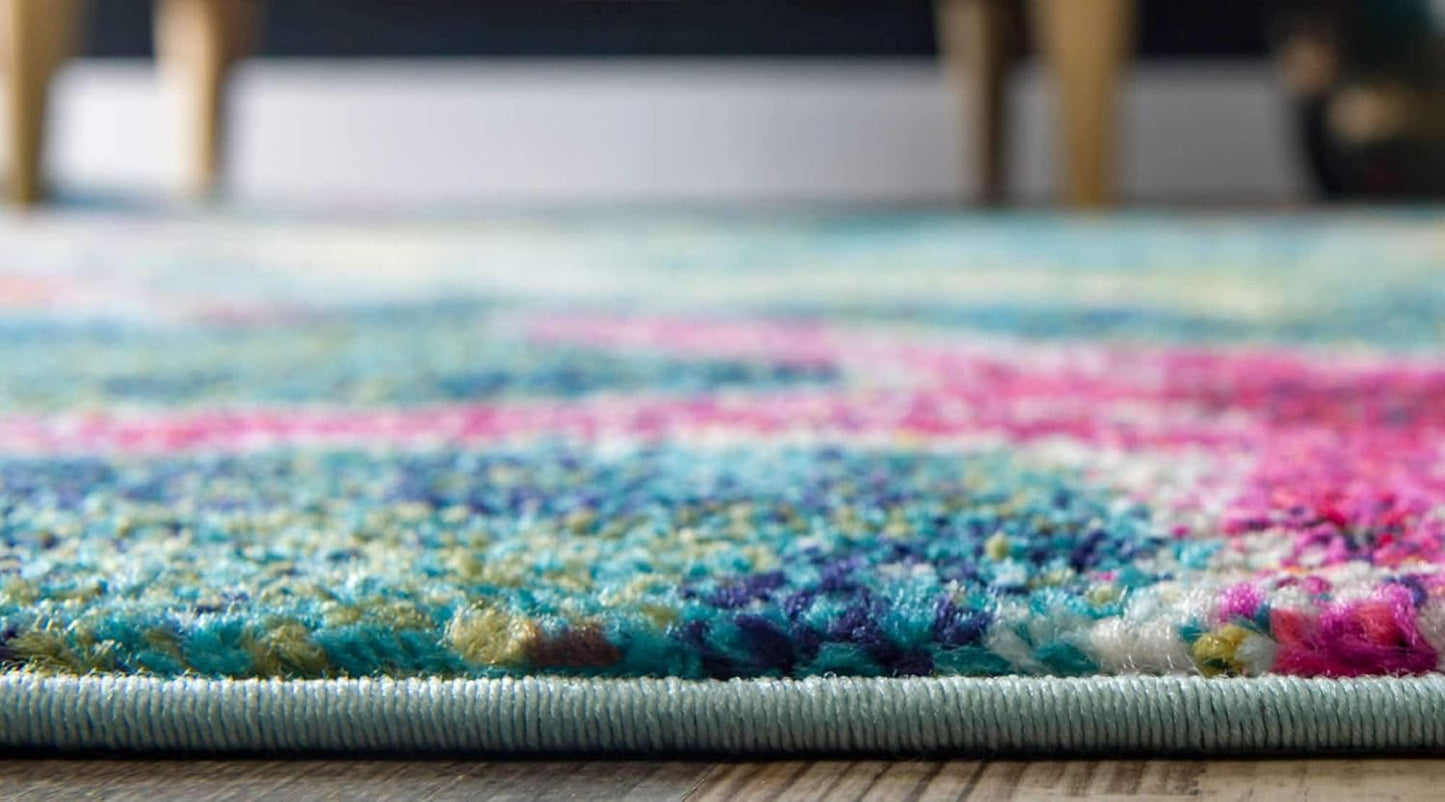 Unique Loom Positano Collection Coastal Modern Bright Colors Starfish Navy Blue Area Rug (8' x 10')