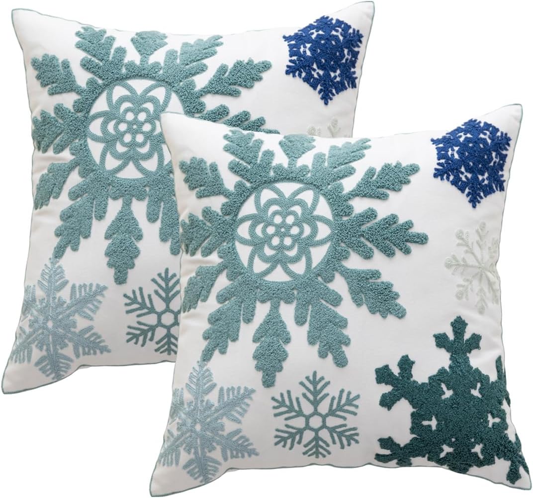 YIcabinet Pack of 2 Throw Pillow Covers,Flower and Bird Pattern Embroidered Pillow Case Soft Decorative Pillowcases for Home Sofa Couch 18x18 Inch