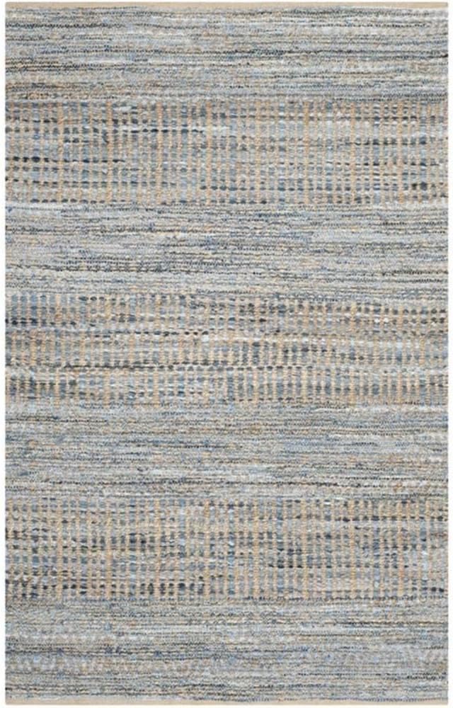 SAFAVIEH Cape Cod Collection Area Rug - 5' x 8', Natural & Blue, Handmade Flat Weave Coastal Braided Jute, Ideal for High Traffic Areas in Living Room, Bedroom (CAP353A)