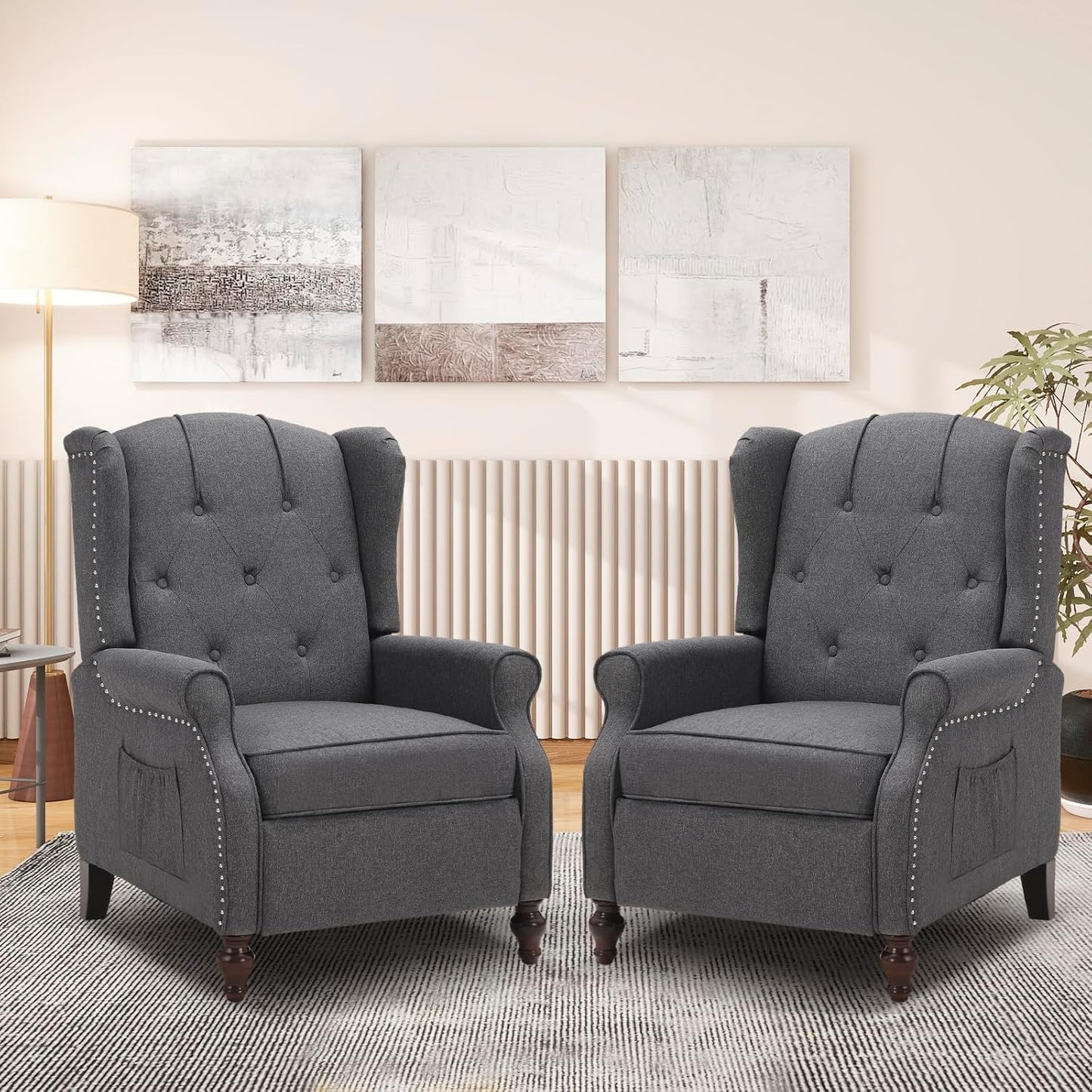 Floral Accent Swivel Rocker Recliner, Wingback Recliner Chair with Padded Seat, High Back Upholstered Armchair for Living Room, Bedroom, Home Ofiice, Bird Floral