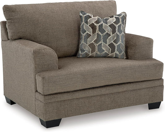 Signature Design by Ashley Stonemeade Urban Upholstered Oversized Chair with Reversible Seat Cushion, 1 Throw Pillow and Track Arms, Gray