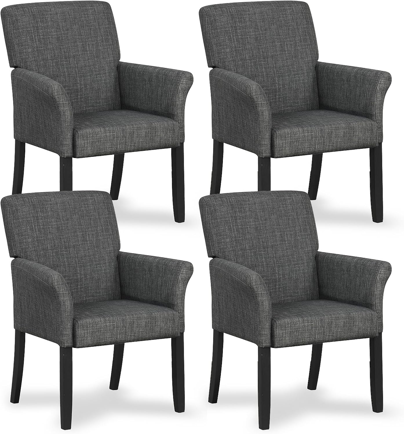 Giantex Office Waiting Room Chairs, Set of 4 Fabric Executive Guest Chair, Upholstered Reception Chair with Padded Arms, Backrest, Wood Legs, Guest Chairs for Meeting Room, Dining Room