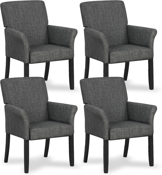 Giantex Office Waiting Room Chairs, Set of 4 Fabric Executive Guest Chair, Upholstered Reception Chair with Padded Arms, Backrest, Wood Legs, Guest Chairs for Meeting Room, Dining Room