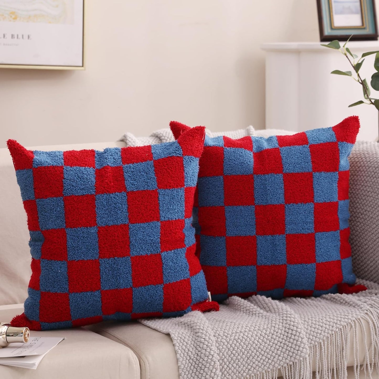 Alysheer Farmhouse Floral Leaves Embroidered Decorative Throw Pillow Cover 18x18 inches, Boho Tufted Flowers Embroidery Pattern Chic Cotton Cushion Case for Couch Bed Sofa Living Room(Mustard Yellow)