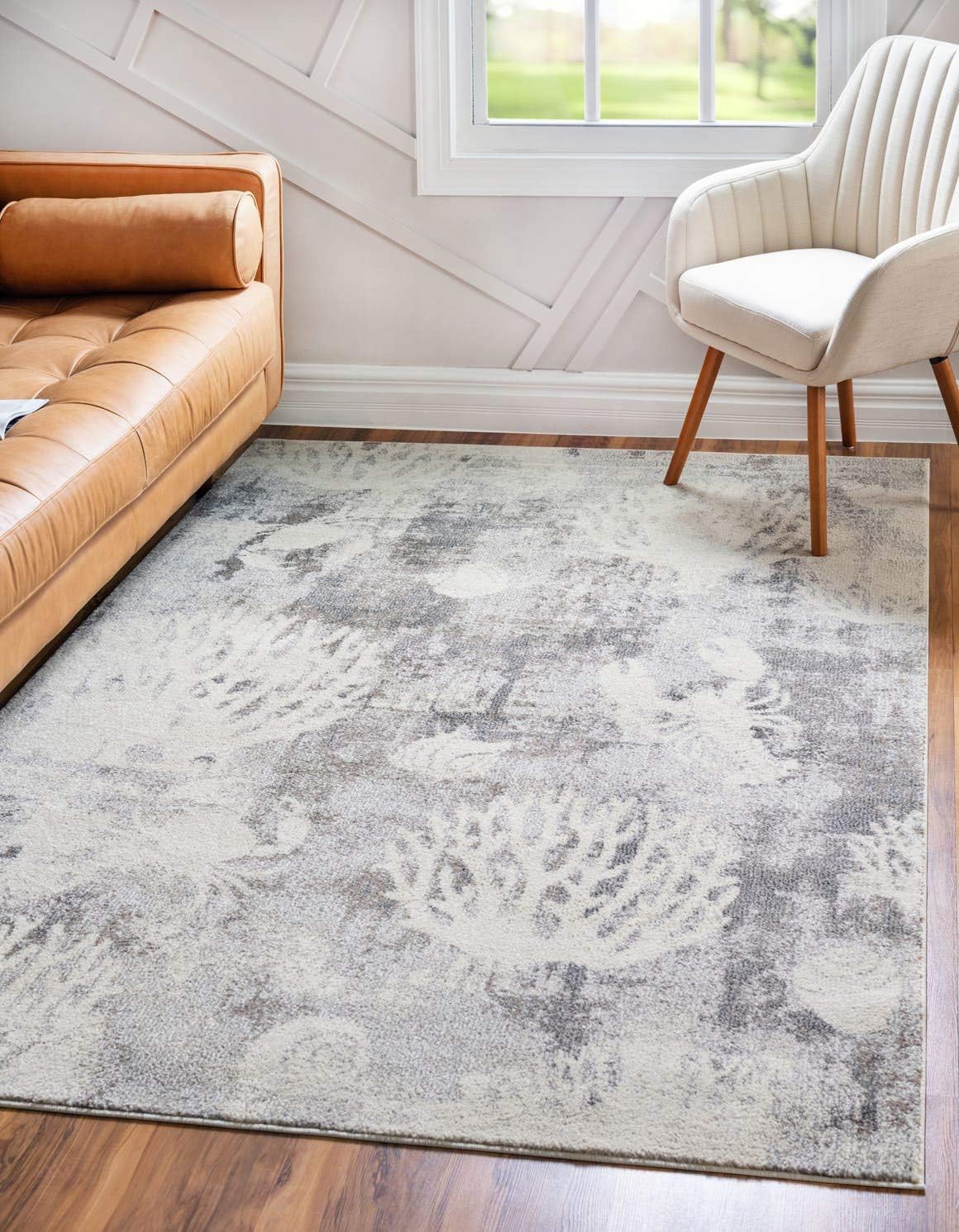 Unique Loom Positano Collection Coastal Modern Coral Lobster Shells Light Blue Area Rug (8' x 10')