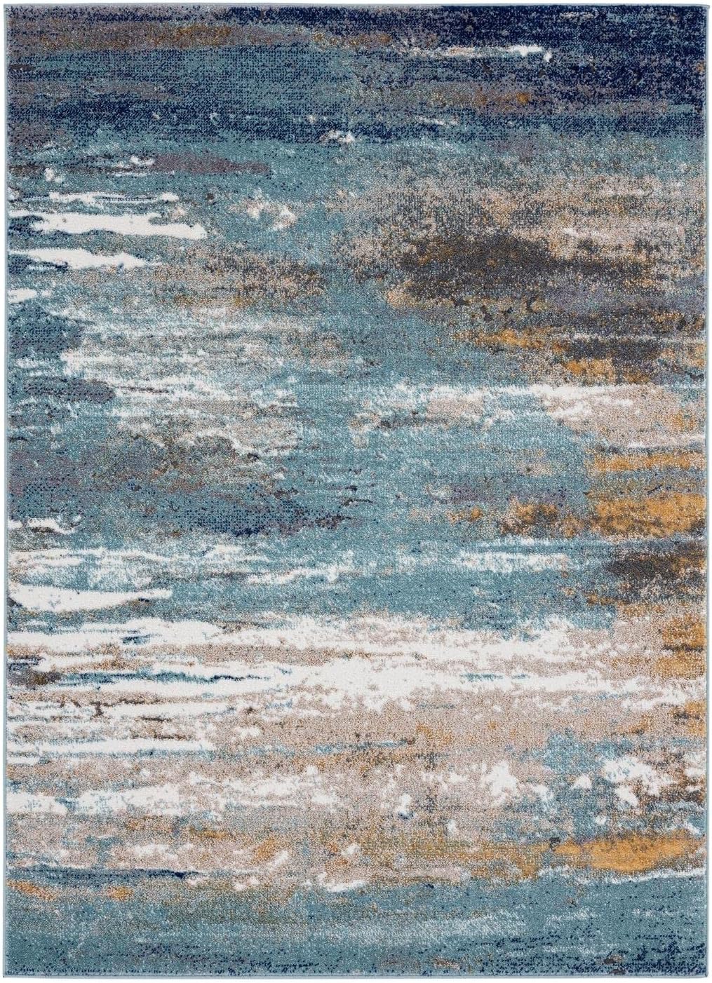 LUXE WEAVERS Beverly Collection 9131 Blue 8x10 Coastal Abstract Area Rug