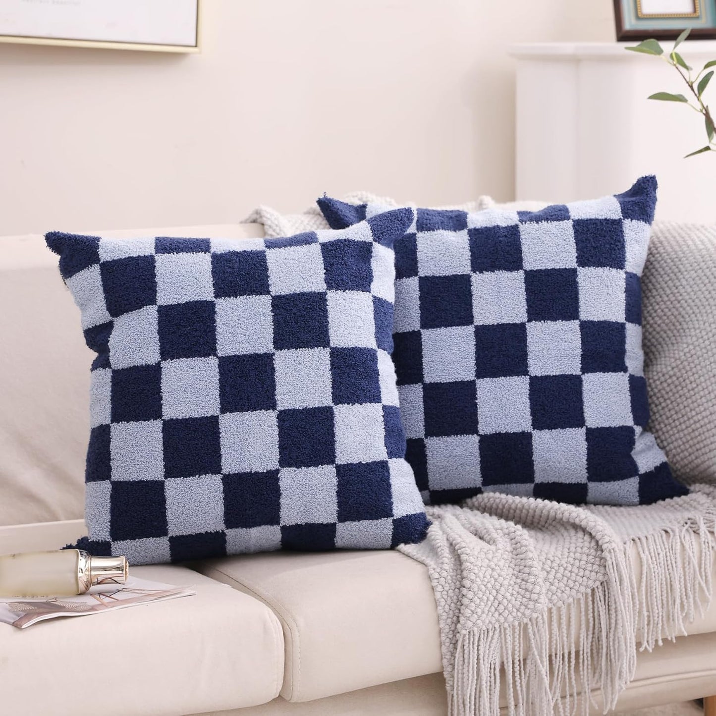 Alysheer Farmhouse Floral Leaves Embroidered Decorative Throw Pillow Cover 18x18 inches, Boho Tufted Flowers Embroidery Pattern Chic Cotton Cushion Case for Couch Bed Sofa Living Room(Mustard Yellow)