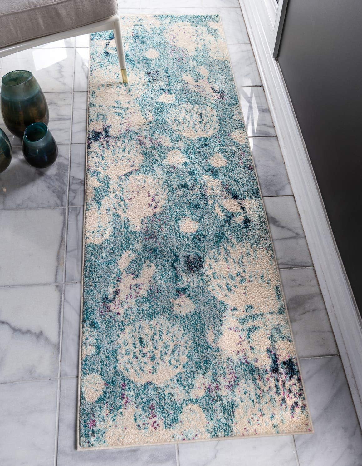 Unique Loom Positano Collection Coastal Modern Coral Lobster Shells Light Blue Area Rug (8' x 10')