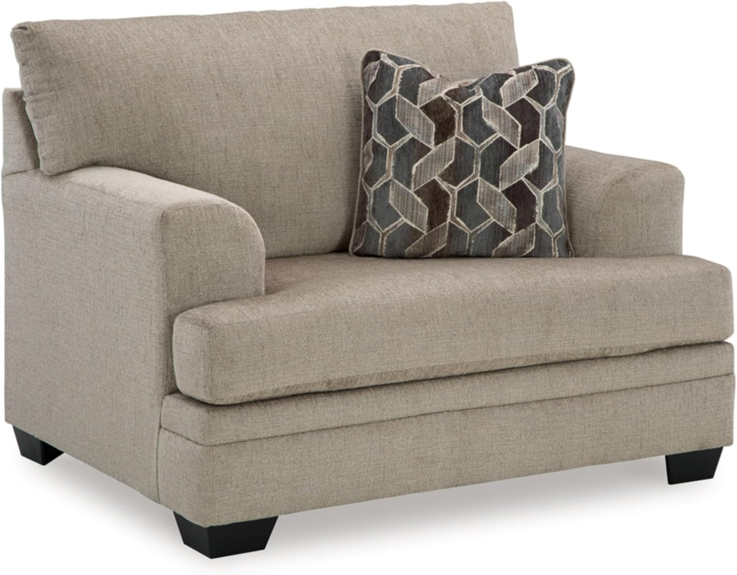 Signature Design by Ashley Stonemeade Urban Upholstered Oversized Chair with Reversible Seat Cushion, 1 Throw Pillow and Track Arms, Gray