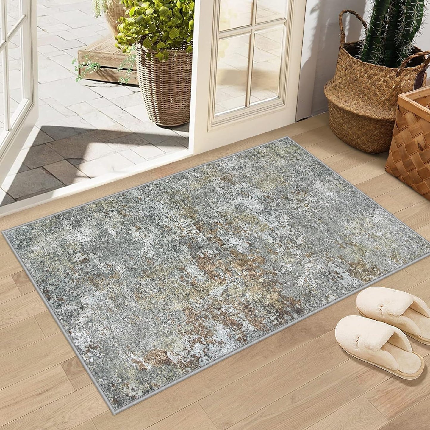 8x10 Area Rugs for Living Room: Large Machine Washable Area Rug with Non Slip Backing Non Shedding Abstract Stain Resistant Carpet for Bedroom Dining Room Nursery Home Office - Blue
