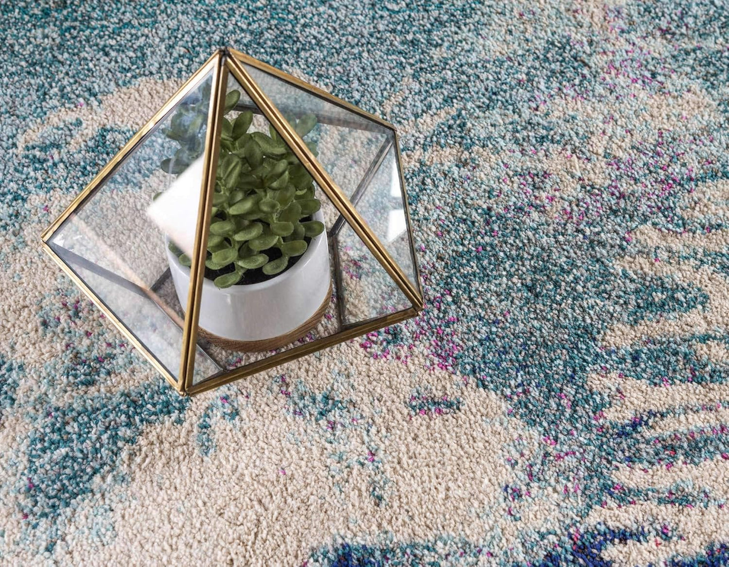 Unique Loom Positano Collection Coastal Modern Coral Lobster Shells Light Blue Area Rug (8' x 10')