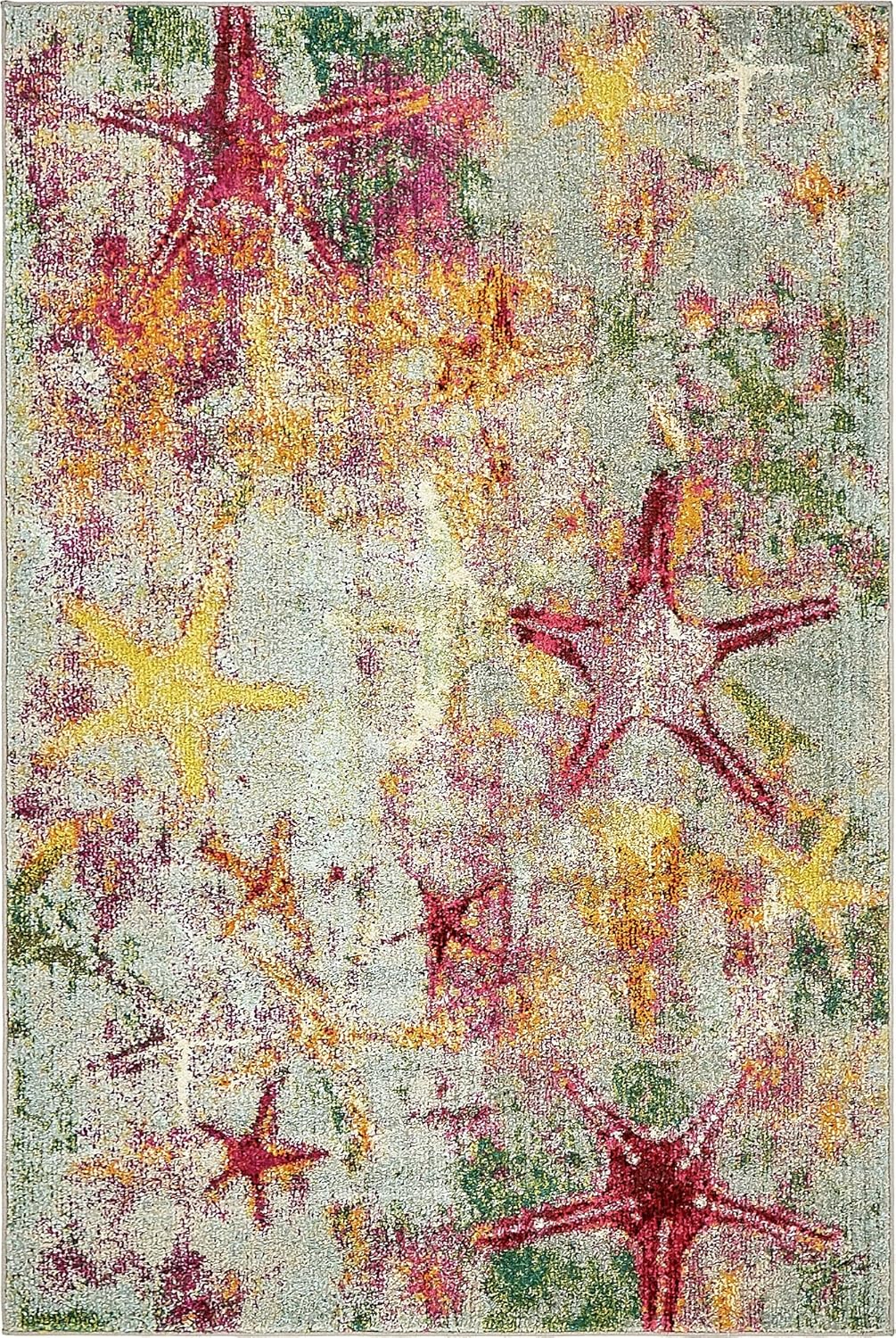 Unique Loom Positano Collection Coastal Modern Bright Colors Starfish Navy Blue Area Rug (8' x 10')